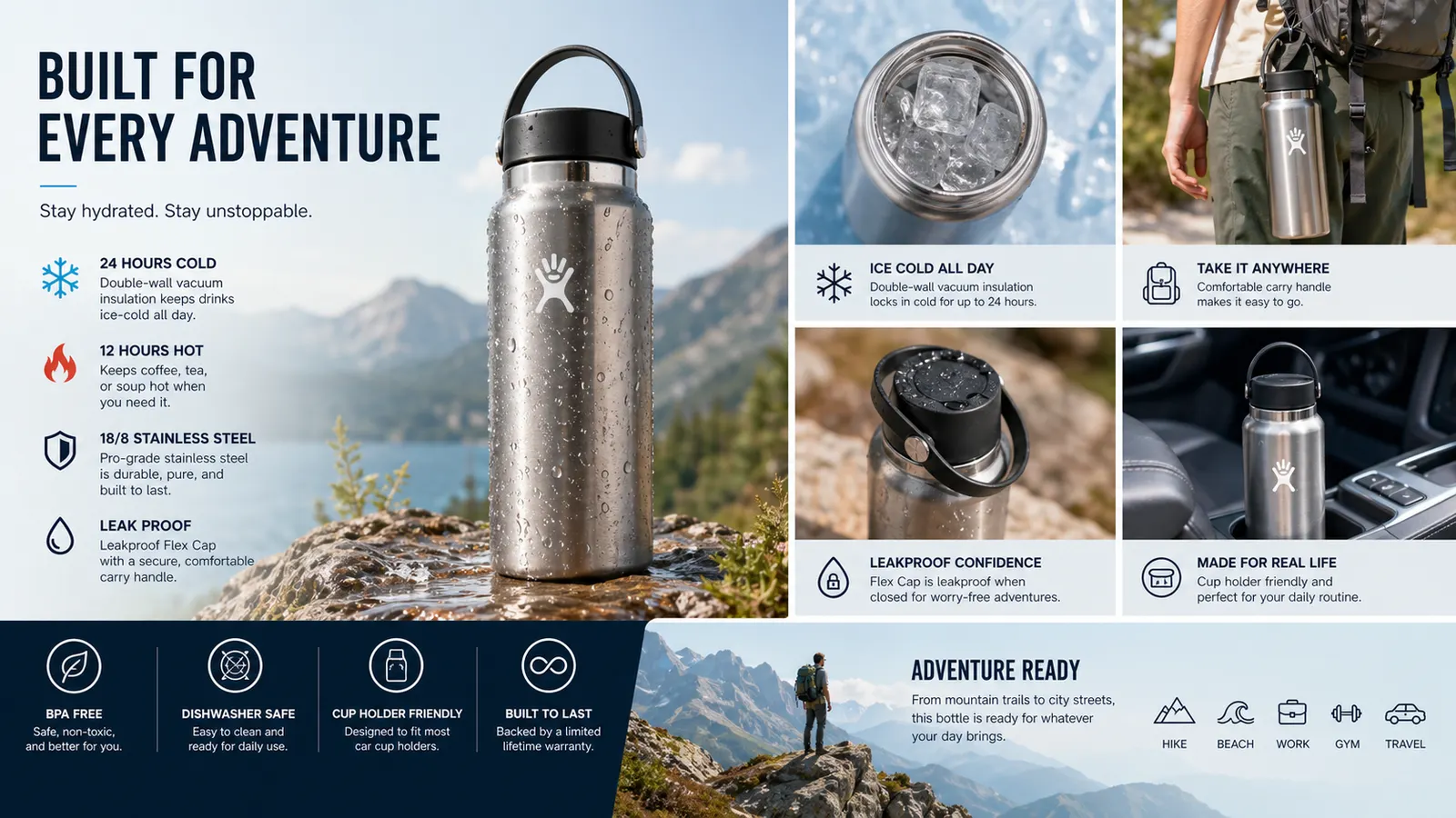 Example output for the Hydro Flask Amazon A+ Content prompt
