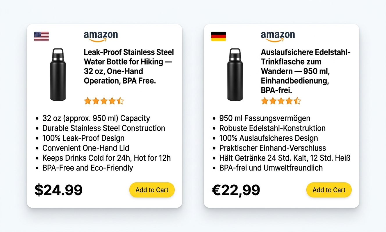 OpenClaw localizes Amazon listings for international markets with region-specific keywords and formatting