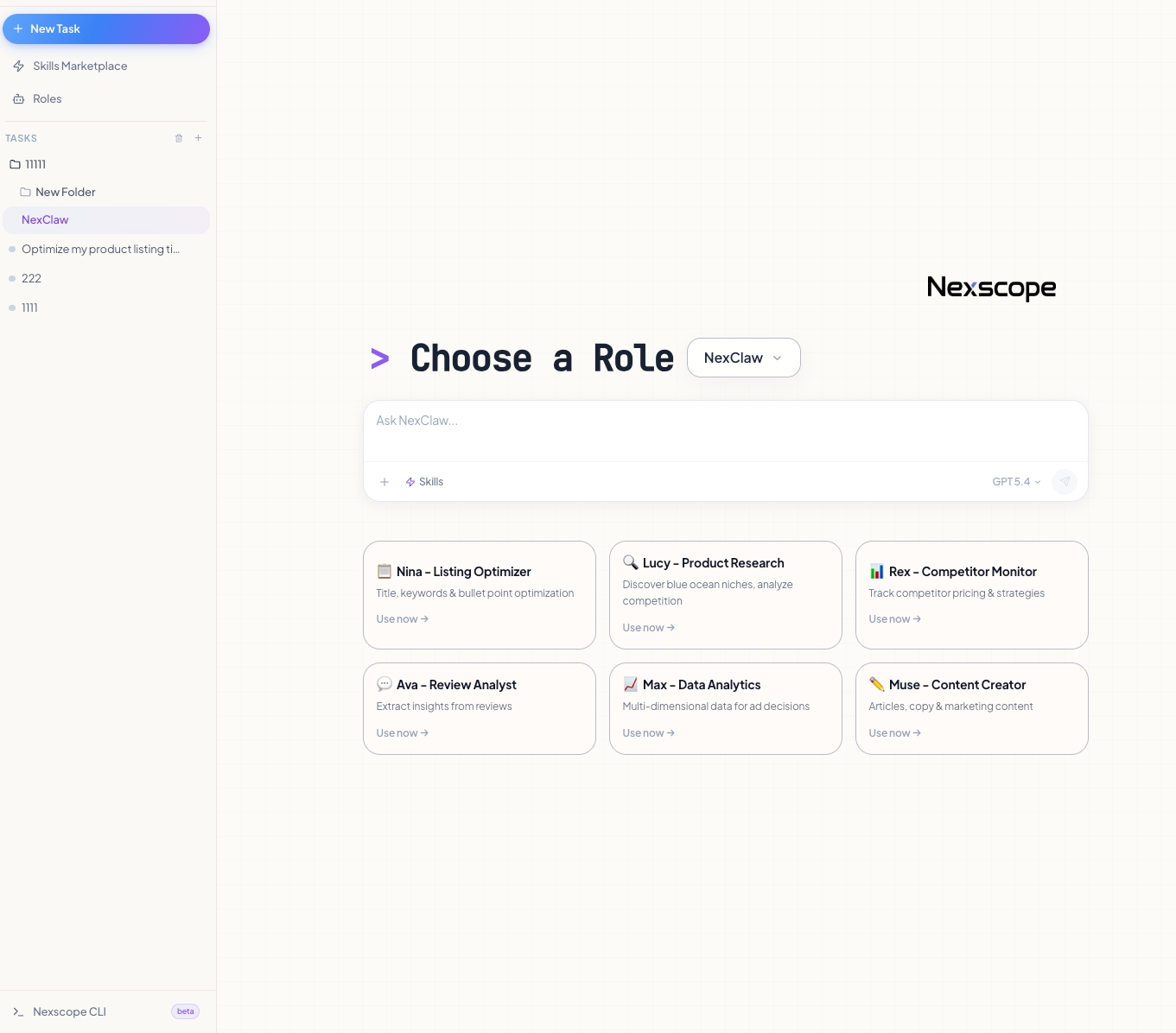 Nexscope AI Agent for Amazon Sellers - Ready-to-use e-commerce automation with pre-built skills