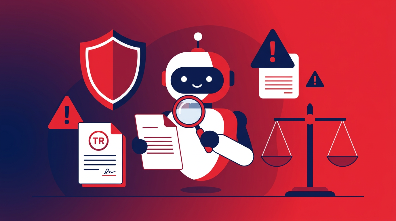 AI Compliance Officer checking trademarks, patents, and legal risks for e-commerce products