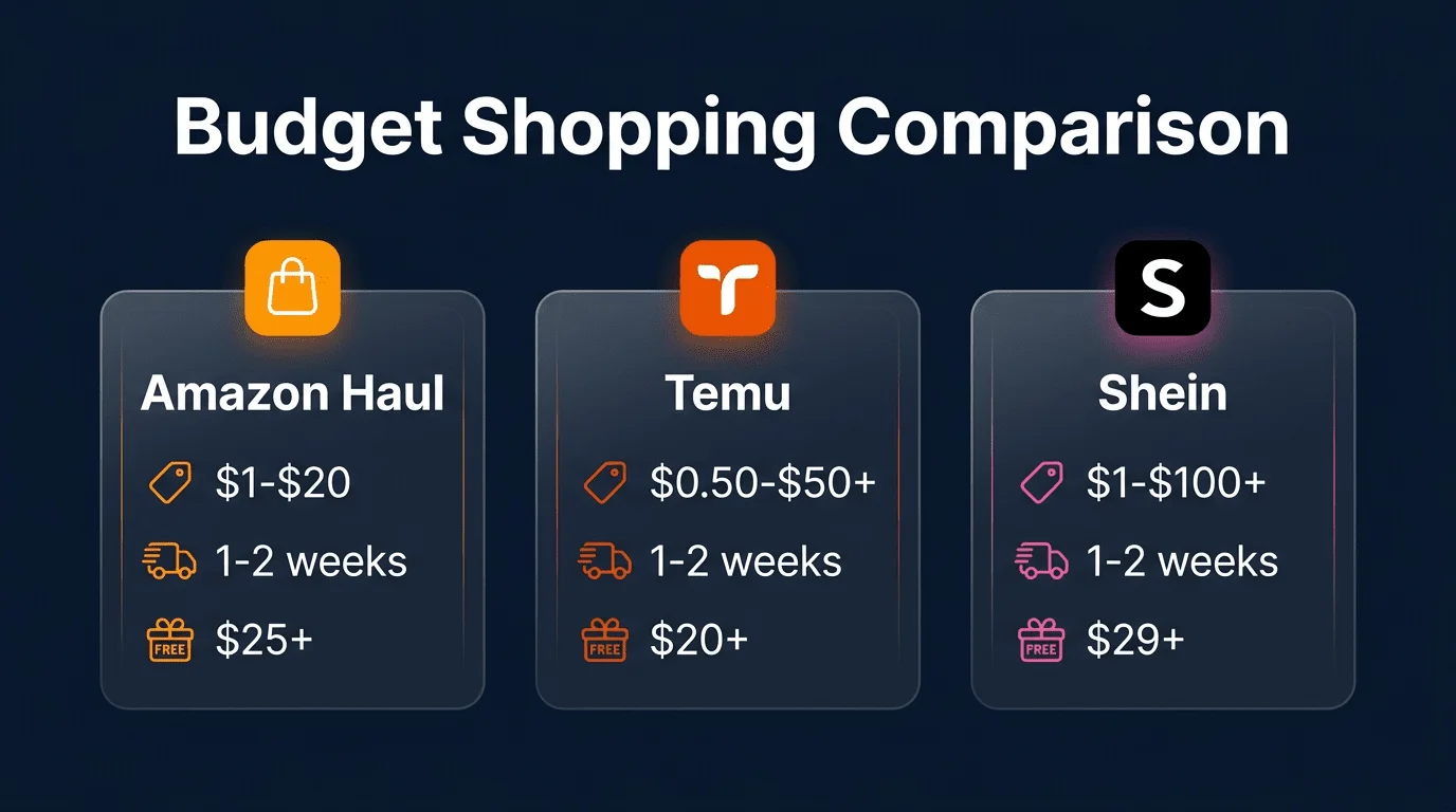 Amazon Haul vs Temu vs Shein Comparison